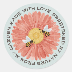 Sticker Rond Jardin Floral de l'Abeille à Miel