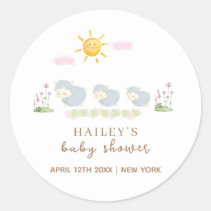 Sticker Rond Jardin Floral Mignal Famille Mouton Baby shower
