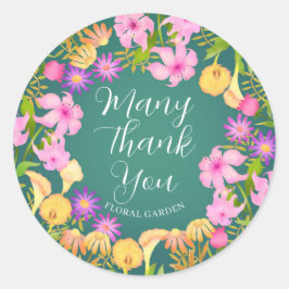 Sticker Rond Jardin floral vert