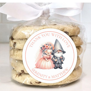 Sticker Rond Jardin Gnome Bois Merci Mariage orange