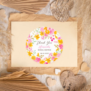 Sticker Rond Jardin jaune rose floral lavis de mariage
