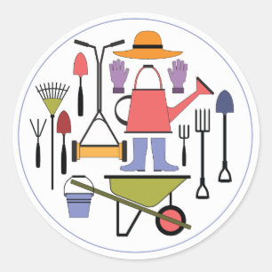 Sticker Rond Jardin moderne Outils et équipement Motif