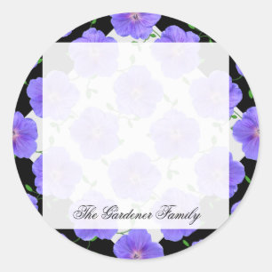 Sticker Rond Jardin romantique Blue Geranium Flower sur n'impor
