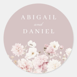 Sticker Rond Jardin rose pâle et poussiéreux Mariage floral
