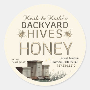Sticker Rond Jardin ruches d'abeilles et petites abeilles sur l