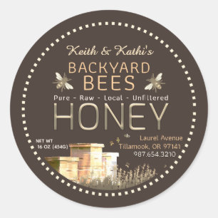 Sticker Rond Jardin ruches d'abeilles et petites abeilles sur l