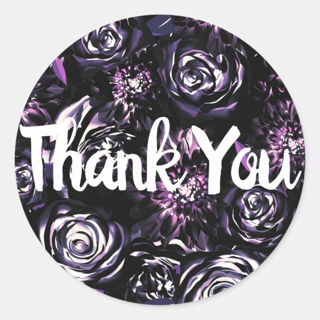Sticker Rond Jardin Sombre Ensorcelant Fleurs Violettes Glamour (Devant)