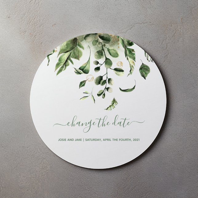Sticker Rond Jardin verdoyant feuilles Modifier la date mariage (Créateur téléchargé)
