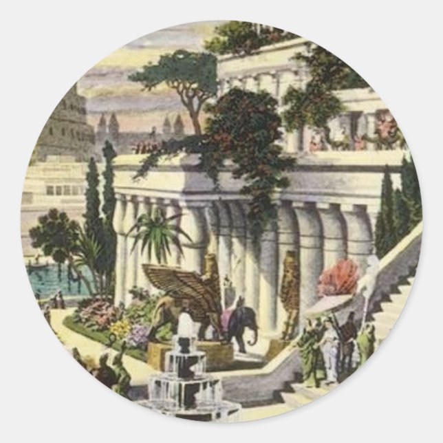 Sticker Rond Jardins de Babylone par Maerten van Heemsker (Devant)