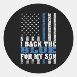 Sticker Rond J'Arrive Le Bleu Pour Mon Fils Fier Police Maman P