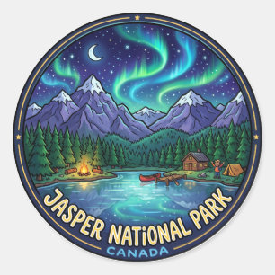 Sticker Rond Jasper National Park la nuit Canada