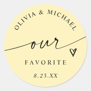 Sticker Rond Jaune Beurre Sac de friandises de mariage préférée