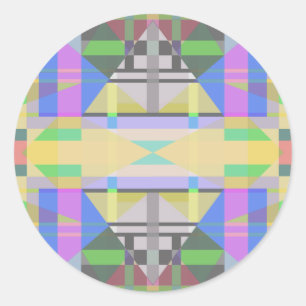 Sticker Rond Jaune bleu violet géométrique