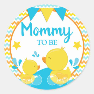 Sticker Rond Jaune et Bleu Caoutchouc Ducky Polka Dot Momie à ê