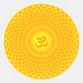 Sticker Rond Jaune Golden Soleil Lotus volant de méditation de 
