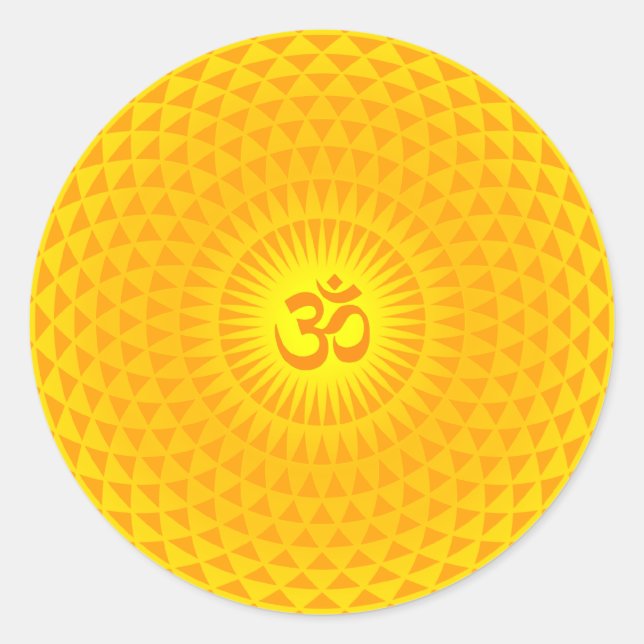 Sticker Rond Jaune Golden Soleil Lotus volant de méditation de  (Devant)