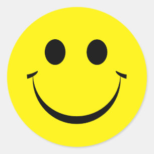 Sticker rond Jaune Joyeux Visage Anniversaire Clas