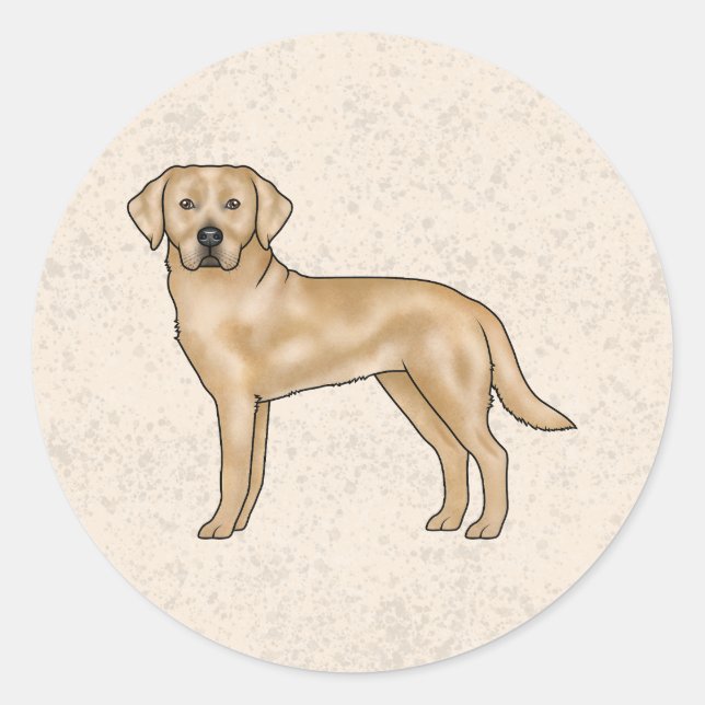 Sticker Rond Jaune Labrador Retriever mignon Lab Dog Beige (Devant)