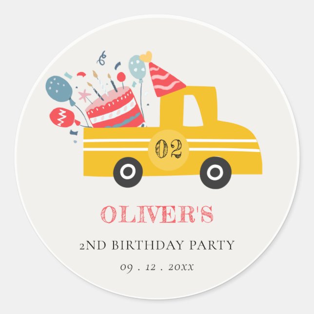 Sticker Rond Jaune mignon Quel Âge Anniversaire Fête Fête Fête  (Devant)