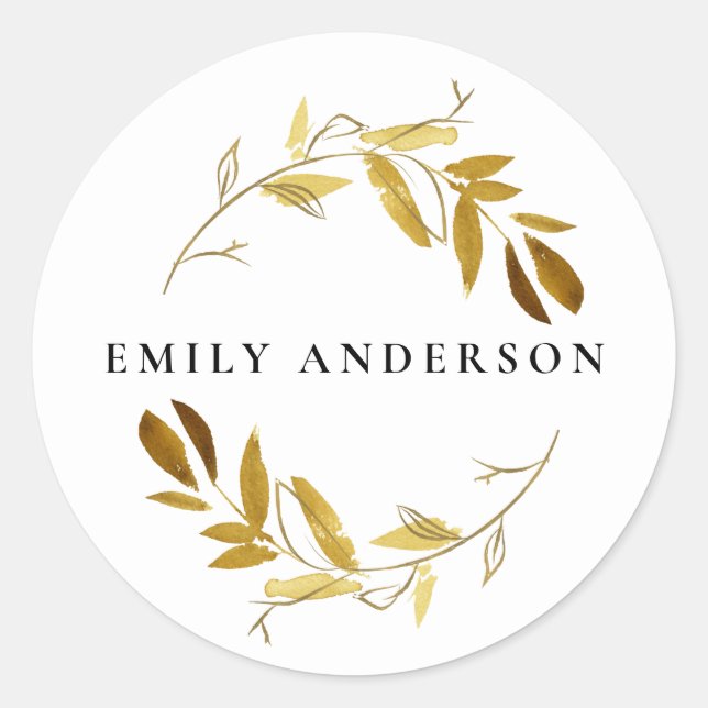 STICKER ROND JAUNE OCRE GOLD FOLIAGE WREATT PROFESSIONAL (Devant)