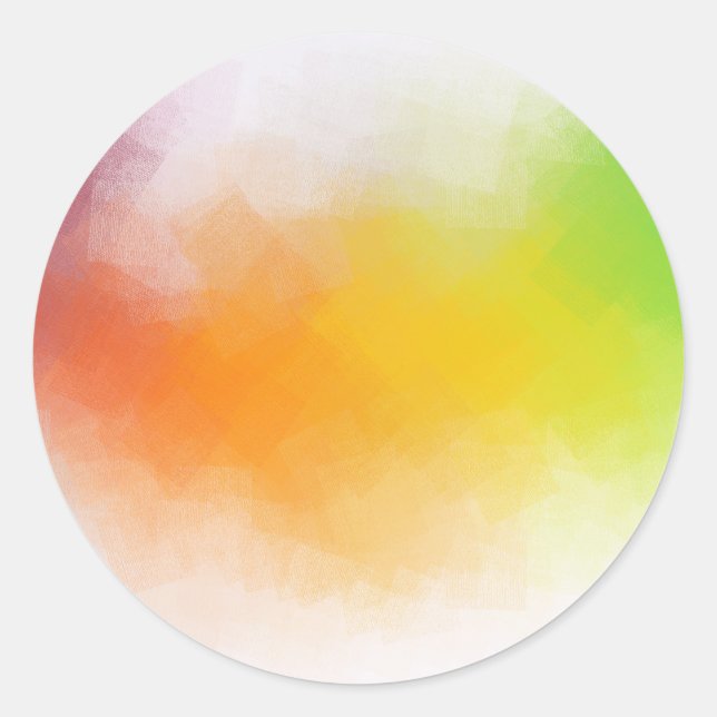 Sticker Rond Jaune Orange Bleu Vert Rose Rouge Abstrait Artwork (Devant)