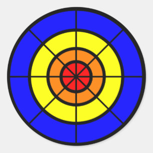 Sticker Rond jaune orange rouge et bleu de boudine