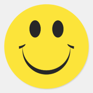 Sticker Rond Jaune Personnalisé Joyeux Visage Mignonne Classic