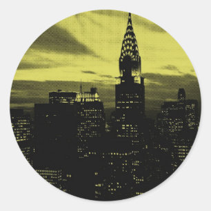 Sticker Rond Jaune pointu Noir New York City