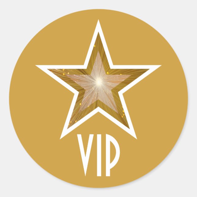 Sticker Rond Jaune rond d'autocollant de l'étoile VIP de "or" (Devant)