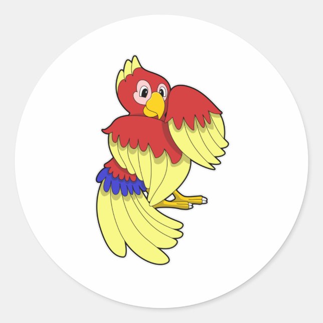Sticker Rond Jaune rouge perroquet (Devant)