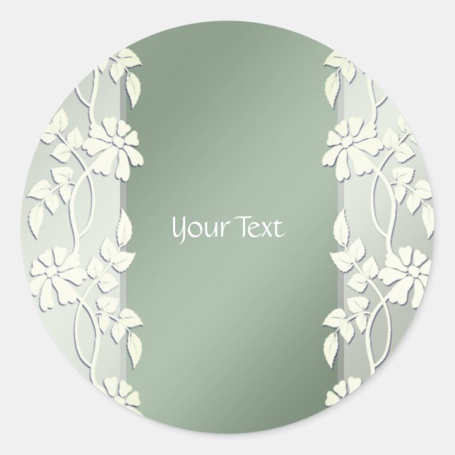 Sticker rond jaune vert Floral (Devant)