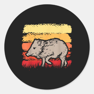 Sticker Rond Javelina Retro Vintage 80s Sunset Cute Funny Arizo