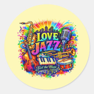 Sticker Rond Jazz d'amour - ressentez la musique