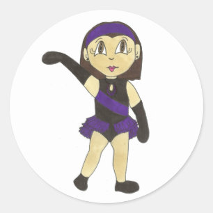 Sticker Rond Jazz Dance Considérant Costume violet Fille danseu