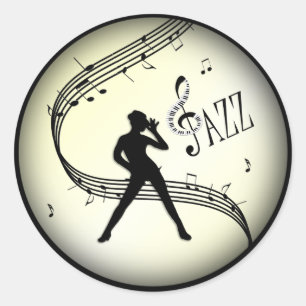 Sticker Rond Jazz Dance Musique jaune