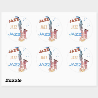 Sticker Rond Jazz Saxophone Art moderne