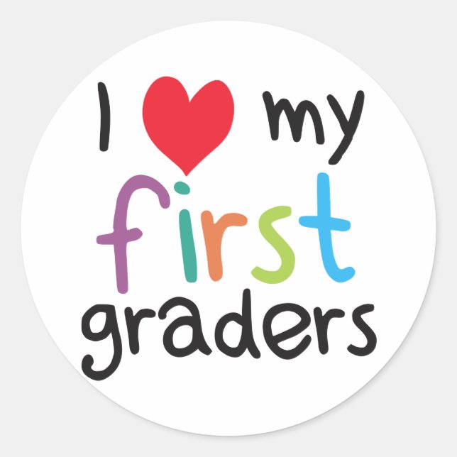 Sticker Rond J'Coeur Mes Premiers Graders Enseignant Aimer (Devant)