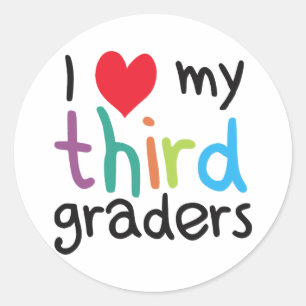 Sticker Rond J'Coeur Mes Troisième Graders Enseignant Aimer