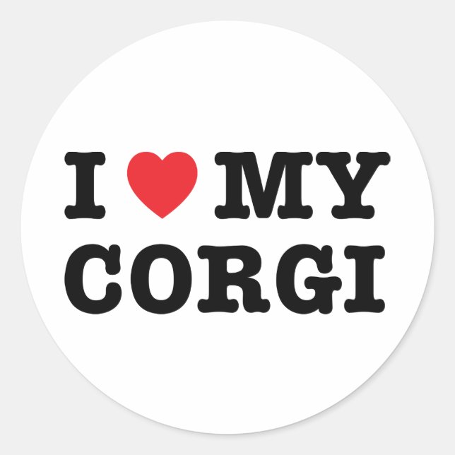 Sticker Rond J'Coeur Mon Corgi (Devant)
