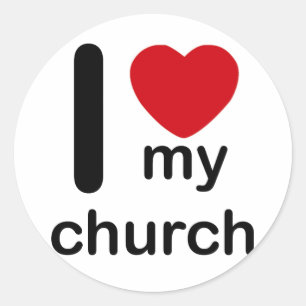 Sticker Rond J'Coeur Mon Église