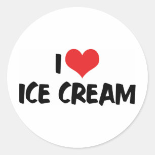Sticker Rond Je adore la glace au cœur