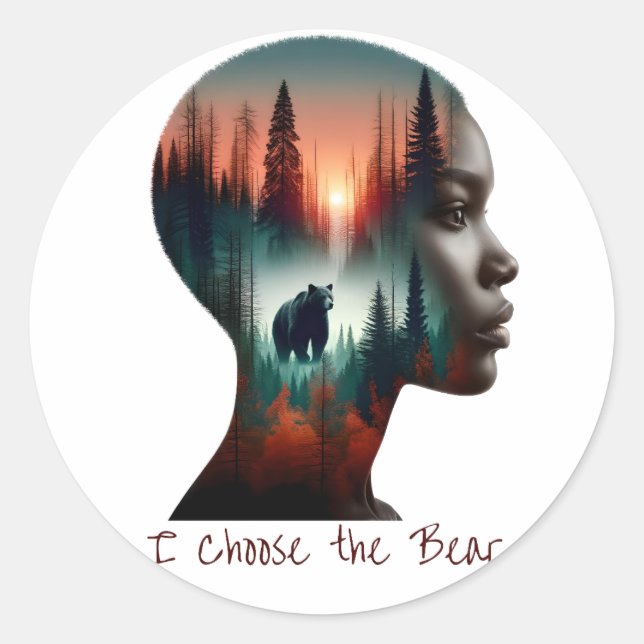 Sticker Rond Je choisis l'ours (Devant)