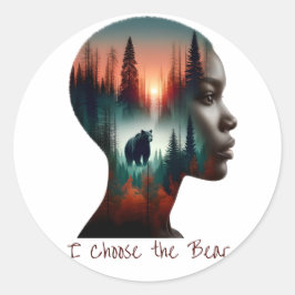 Sticker Rond Je choisis l'ours