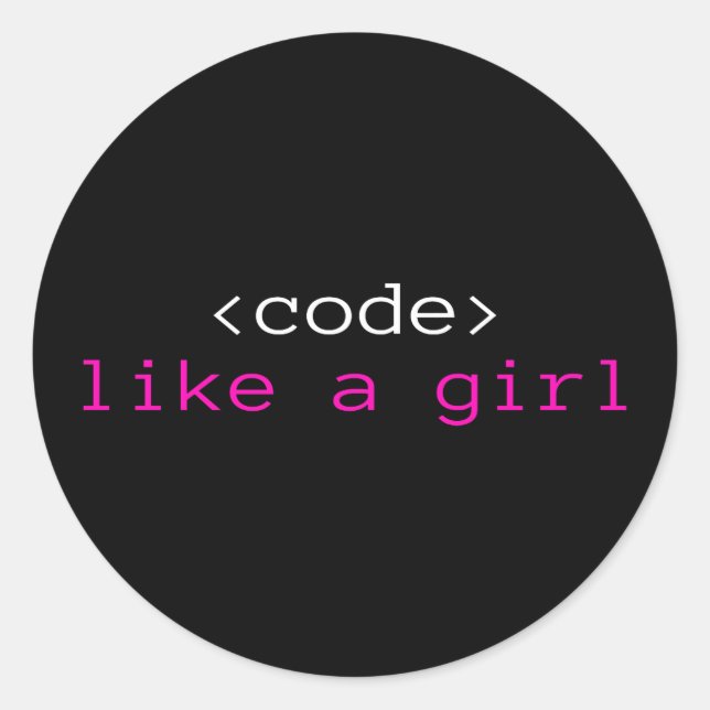 Sticker Rond Je code comme une fille (Devant)