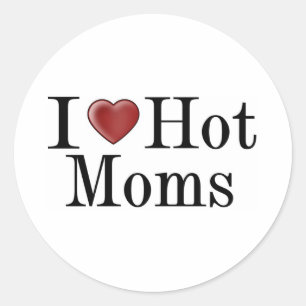 Sticker Rond Je Coeur les mamans chaudes