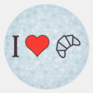 Sticker Rond Je Coeur Mange Croissant