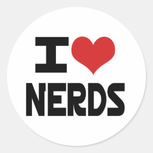 Sticker Rond Je coeur Nerds