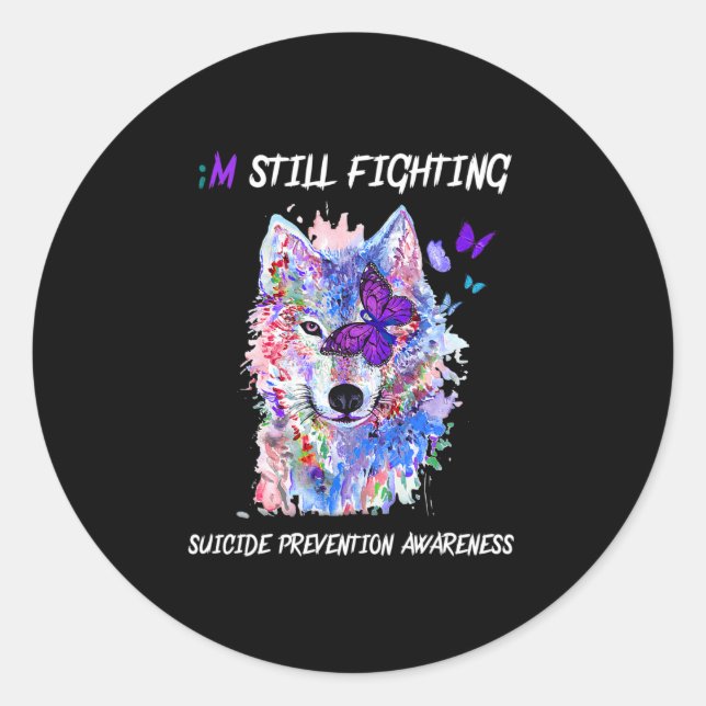 Sticker Rond Je continue à combattre le suicide des ailes de Se (Devant)