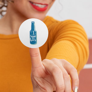 Sticker Rond Je Cours Pour La Bière Fitness Humour Bouteille Bl