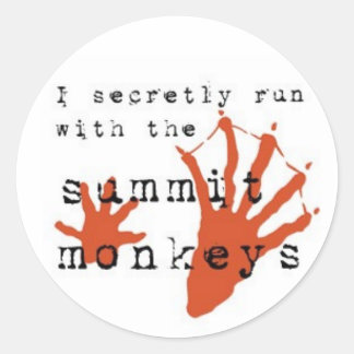 Sticker Rond Je cours secrètement avec les singes de sommet